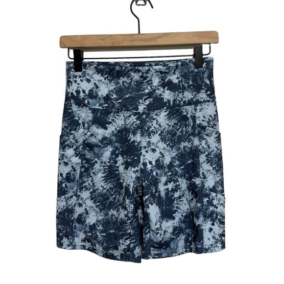 Wildfox Blue Tie Dye Pocket High Rise Bike Shorts - Size M - Picture 4 of 9